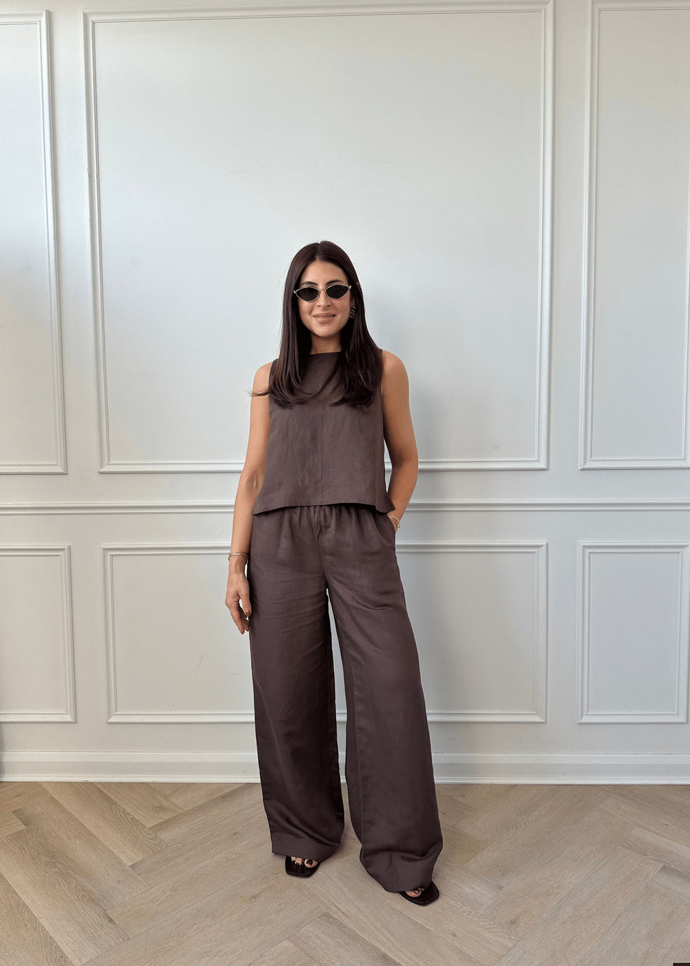 WIDE LEG TROUSER - BROWN
